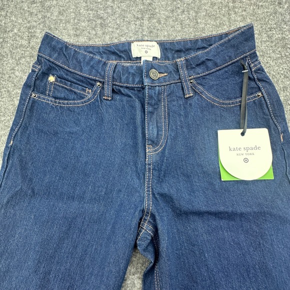 Kate Spade New York Wide Leg Cropped Cuffed Jeans Dark Wash Size 0 - Picture 9 of 10